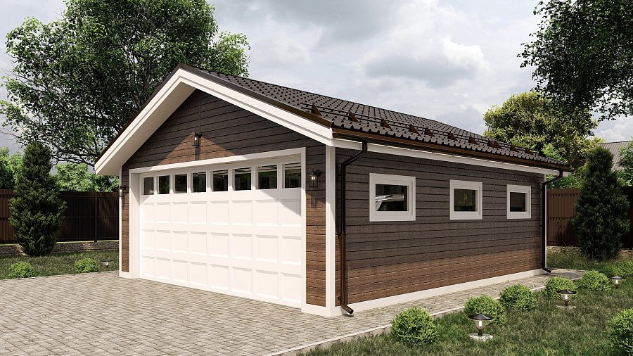 Двухскатный гараж с одним въездом Мишнево