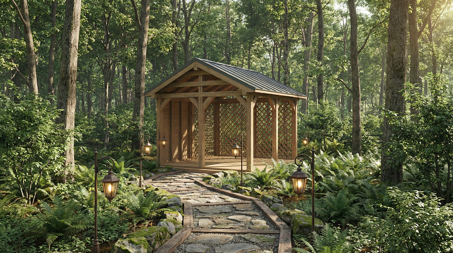 Прямоугольная беседка Клайф с фальцевой кровлей