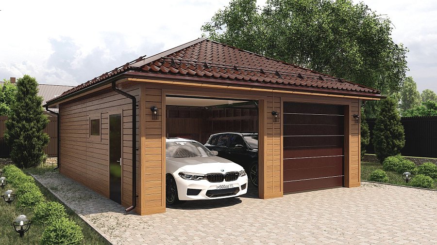 Гараж вальмовый с двумя въездами Федоровское