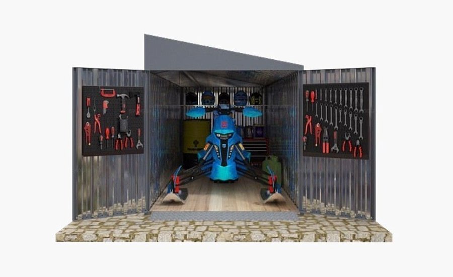 Гараж для снегохода с односкатной крышей стандартный