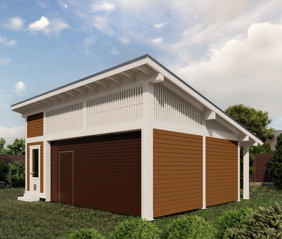 Гараж односкатный с хозблоком Вилюйск