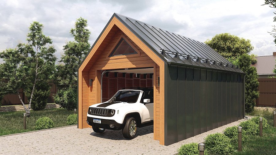 Гараж в стиле Барн на 1 авто Корякино