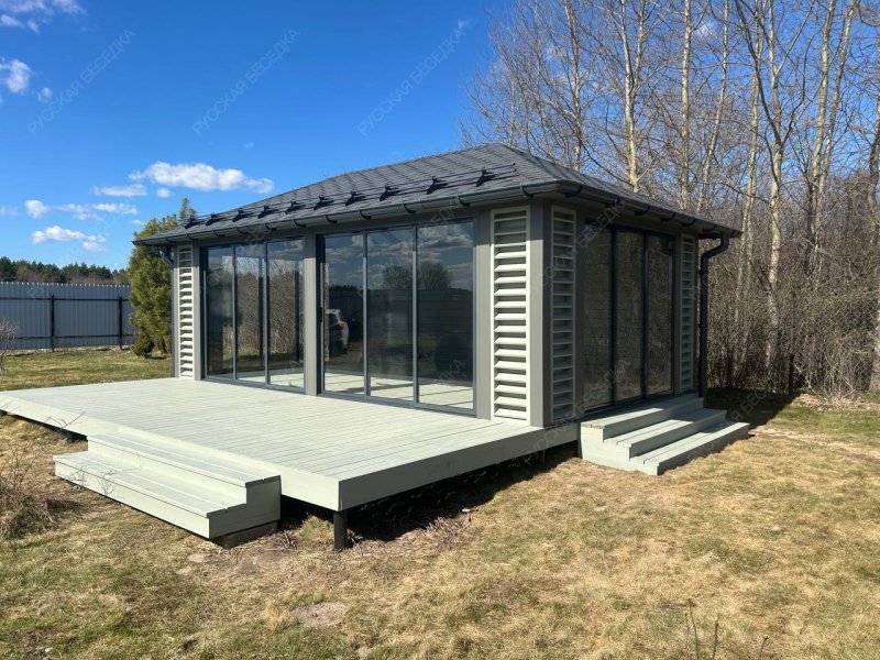 Застекленная беседка БАЛТИКА с террасой