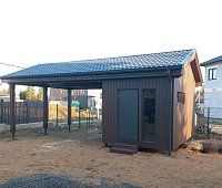 Навес для автомобилей с хозблоком РЕЙН