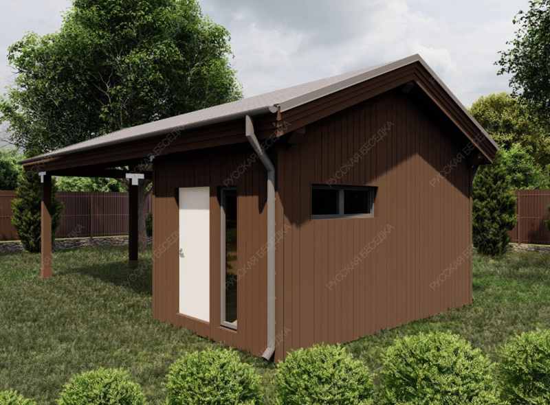 Навес для автомобилей с хозблоком РЕЙН