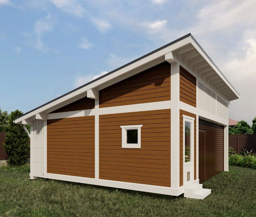 Гараж односкатный с хозблоком Вилюйск