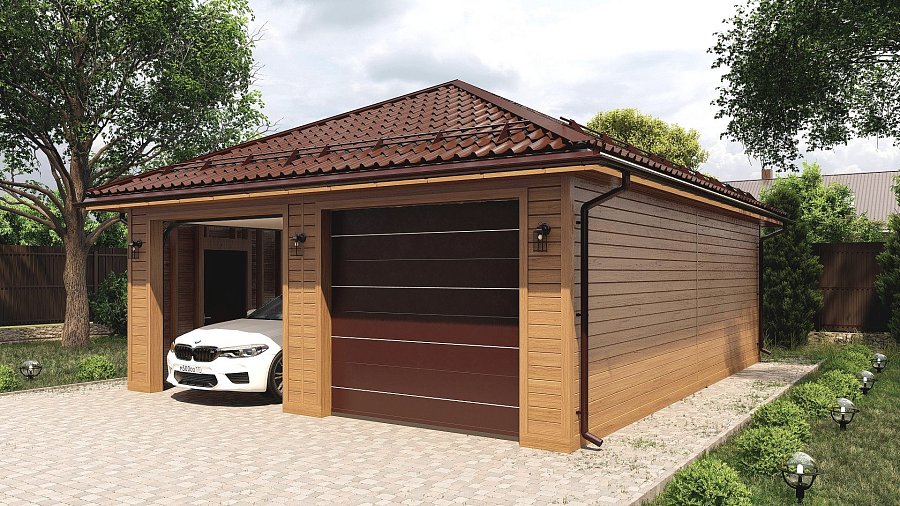 Гараж вальмовый с двумя въездами Федоровское