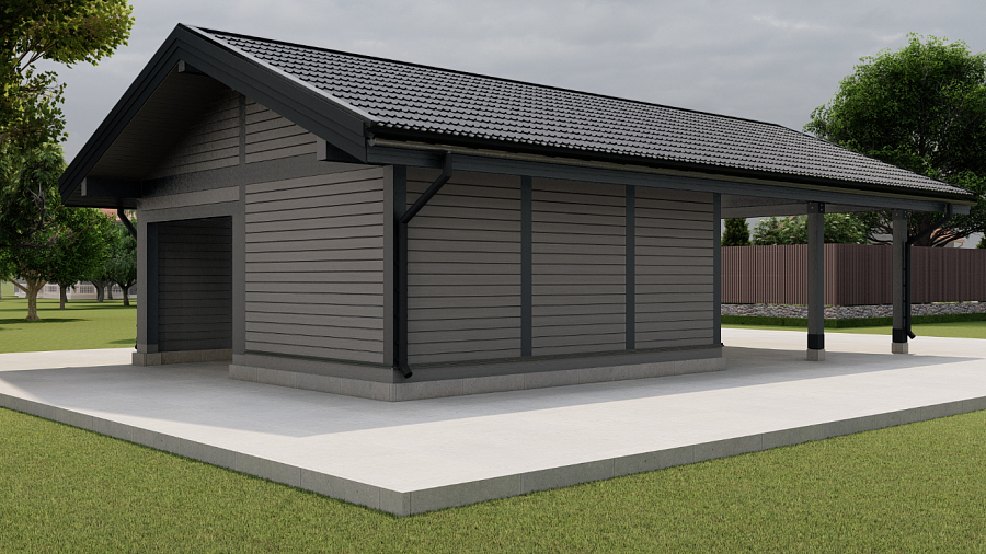 Навес для машин с хозблоком РАФ