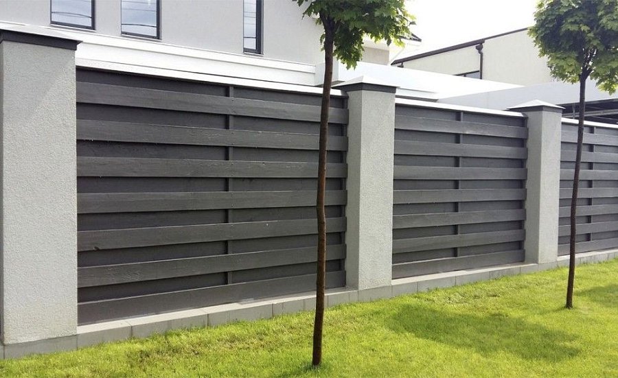 Забор №40 - горизонтальный шахматный сплошной