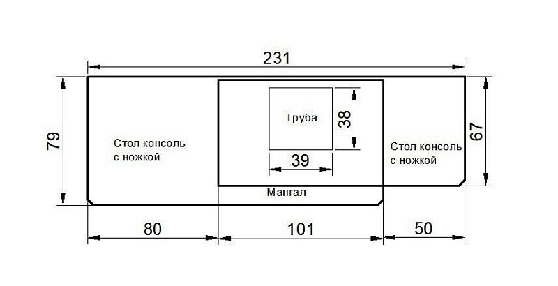 Мангал со столом консолью