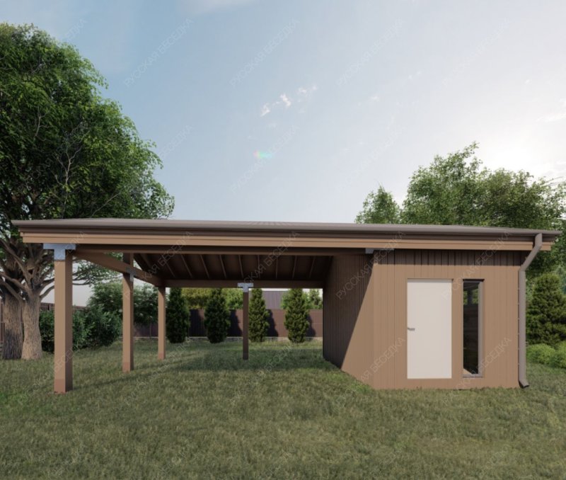 Навес для автомобилей с хозблоком РЕЙН