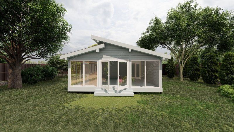 Застекленная утепленная беседка ЛИДЕР 5,3х7,3