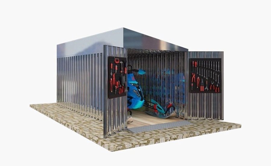 Гараж для снегохода с односкатной крышей стандартный