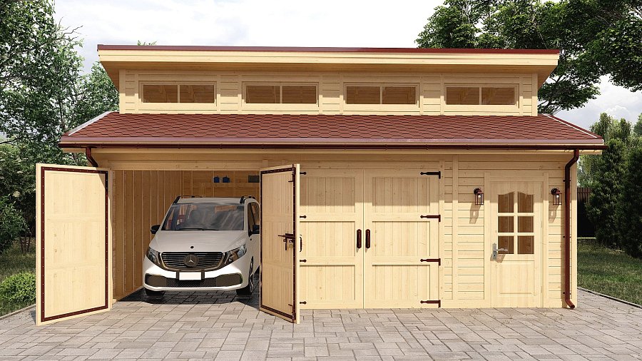 Гараж с ломаной кровлей для 2 авто Ерыково