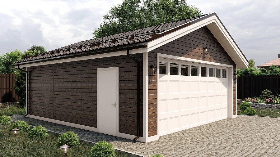 Двухскатный гараж с одним въездом Мишнево