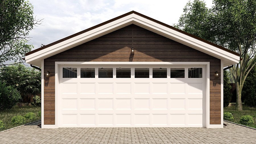 Двухскатный гараж с одним въездом Мишнево