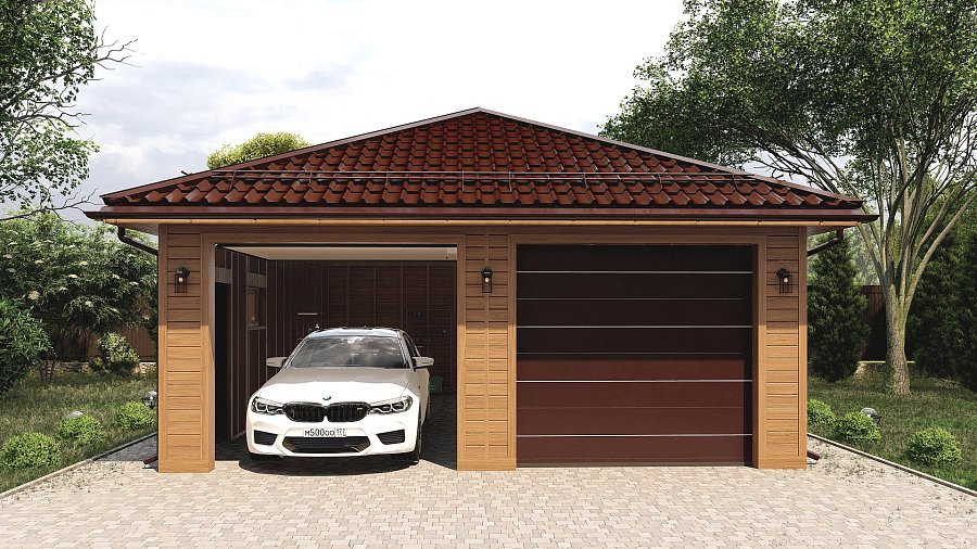 Гараж вальмовый с двумя въездами Федоровское